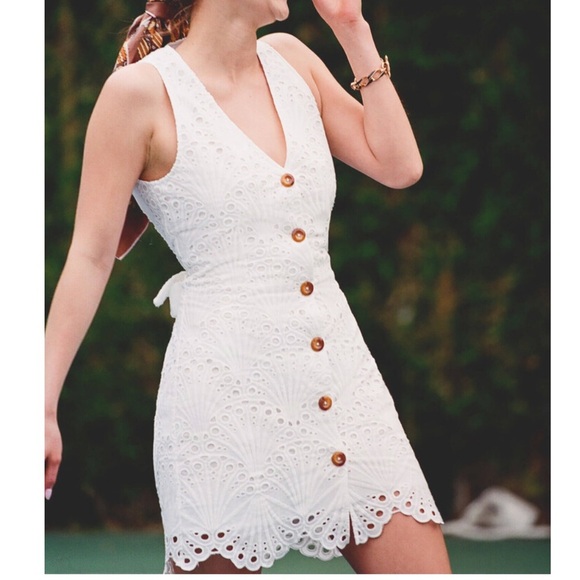 Andie The Navarino Dress Button Front Eyelet White size Small NWT - Picture 1 of 9